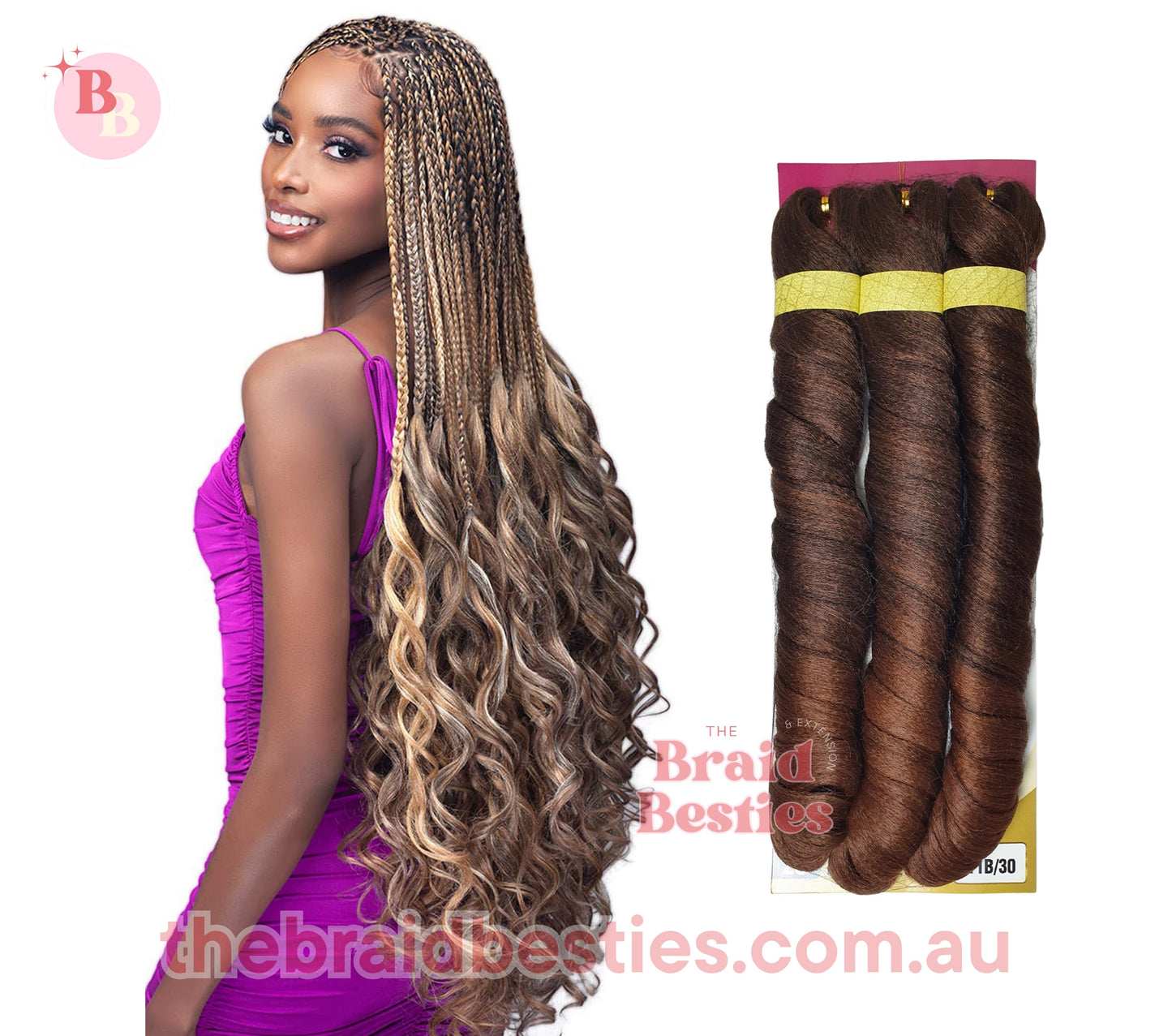 Boss Braid 3x French Curl 28" Colour 1B/30: BLACK/AUBURN OMBRE