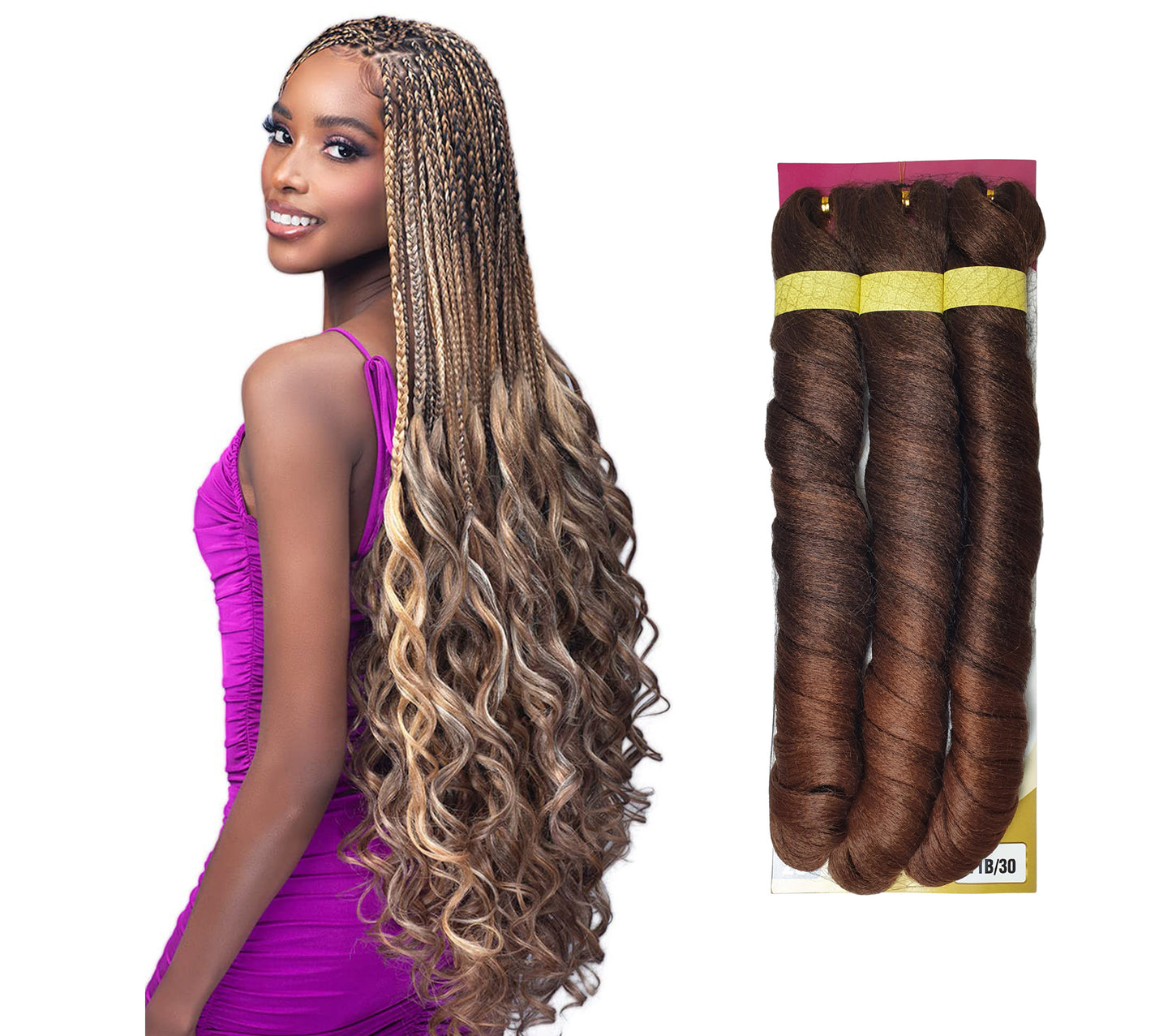 Bobbi Boss 3 x French Curl Braid 28" French Curl Braid Colour 1B30 Black/ Auburn