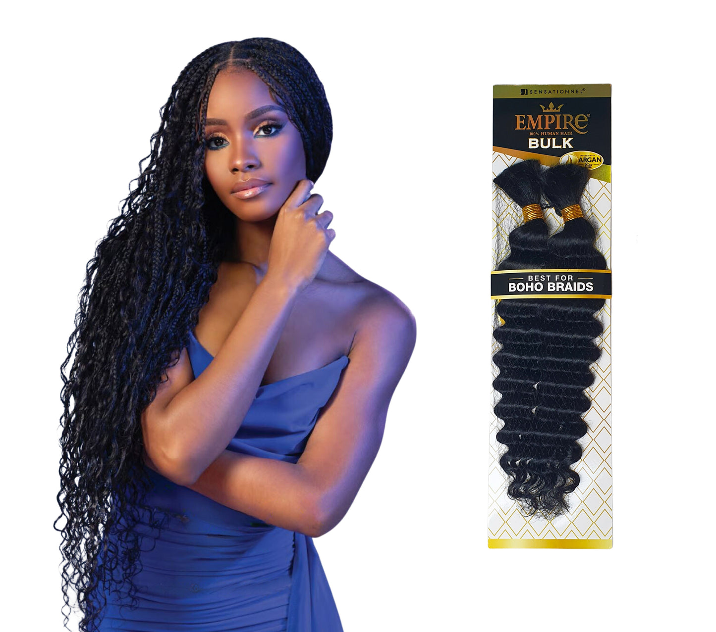 Human Hair Braids Sensationnel Empire 100% HH - Deep Bulk 18"
