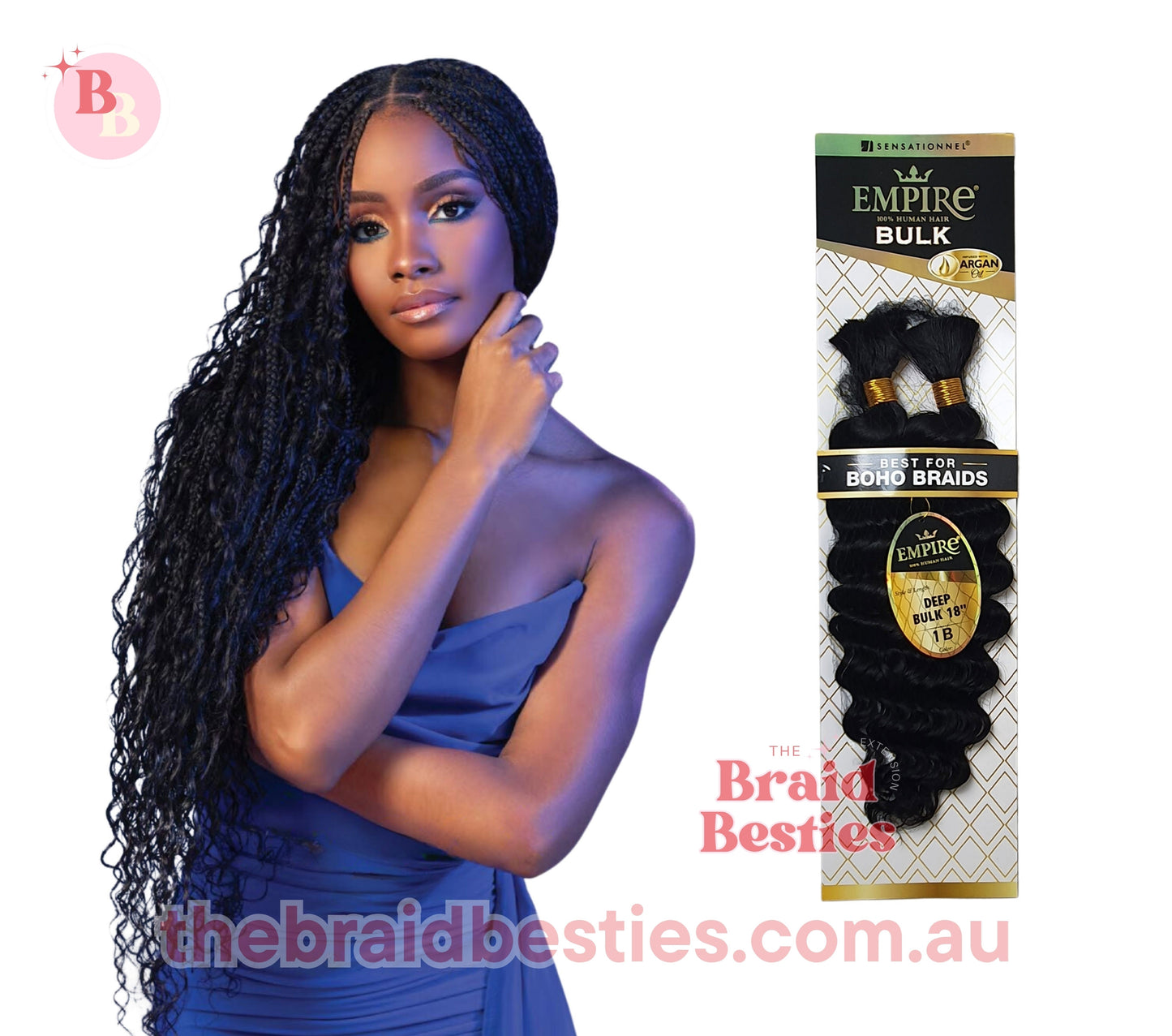 Human Hair Braids Sensationnel Empire 100% HH - Deep Bulk 18"