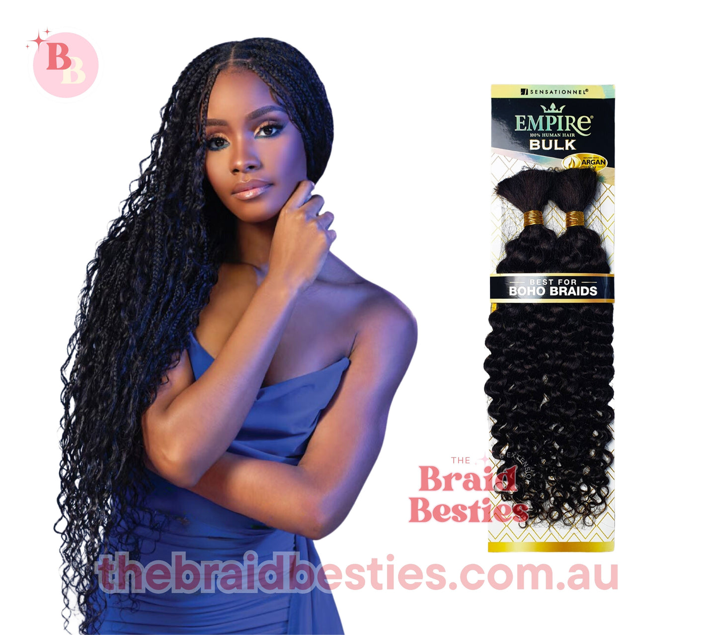 Human Hair Braids Sensationnel Empire 100% HH - Water Wave Bulk 18"