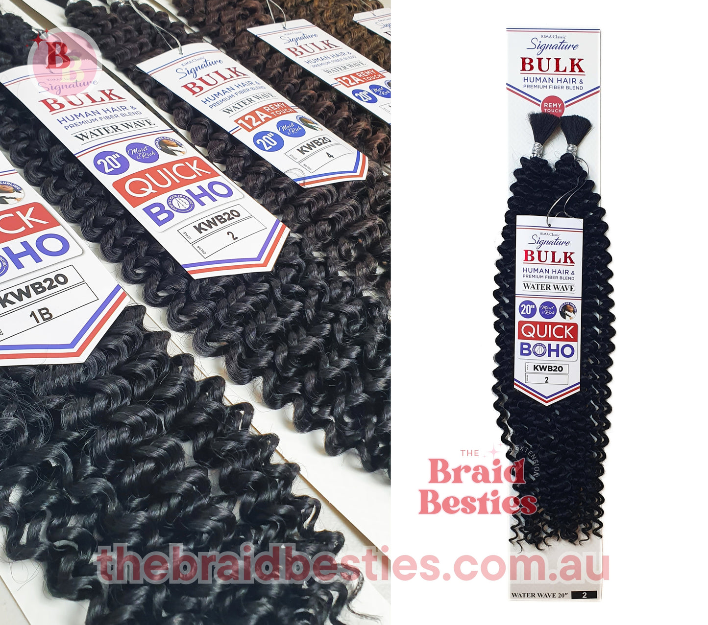 Human Hair Blend Braids Kima Signature Bulk- Water Wave 20"