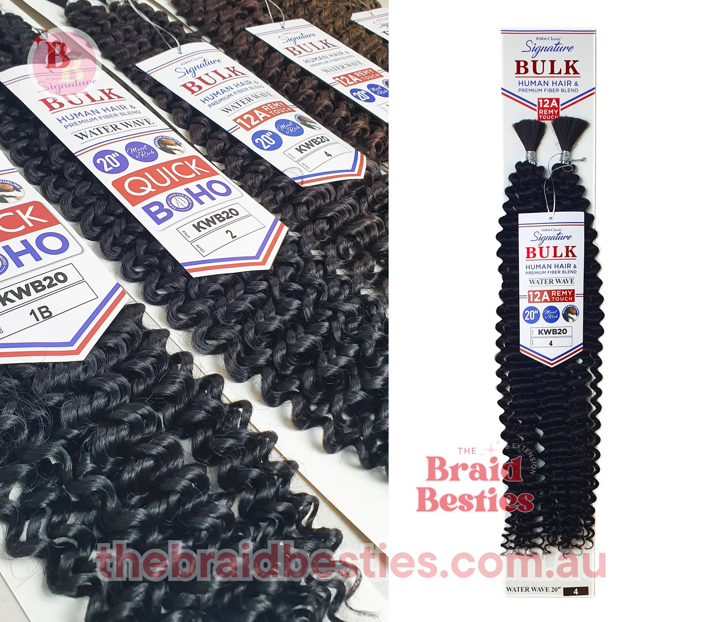 Human Hair Blend Braids Kima Signature Bulk- Water Wave 20"