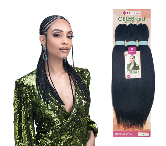 3x Laude Celebraid 58" Itch-Free Braid Colour 1: BLACK