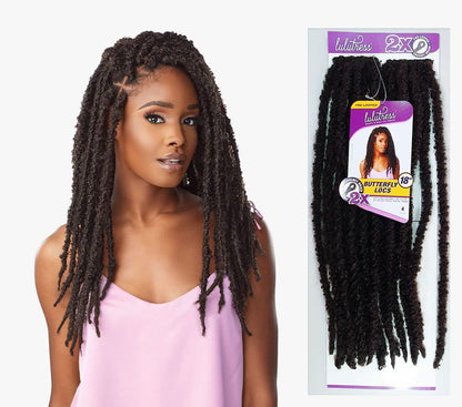 2 x Lulutress Butterfly Locs Crochet Hair Extensions 18" Color 4: CHOCOLATE BROWN