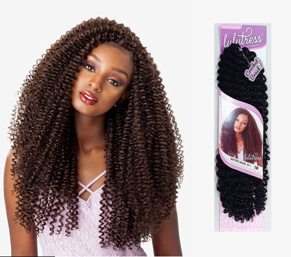 Lulutress Water Wave Crochet Hair Extensions 18" Color 1B