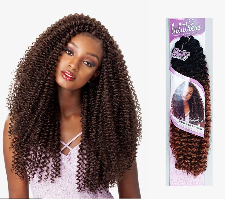 Lulutress Water Wave Crochet Hair Extensions 18" Color 1B/27