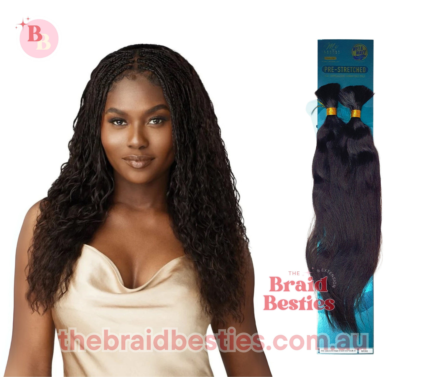 Human Hair Braids My Tresses Gold Label Unprocessed 100% HH- Wet N Wavy Splash Deep Bulk 18"