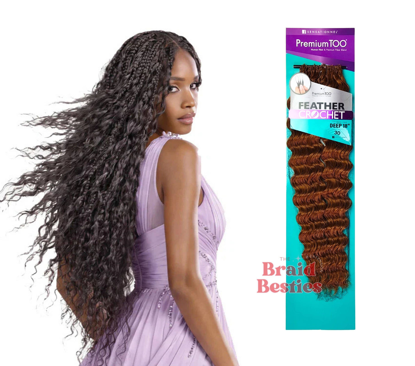 Sensationnel Premium Too - Human Hair Blend (Miracle Knots) Feather Crochet - Deep 18"
