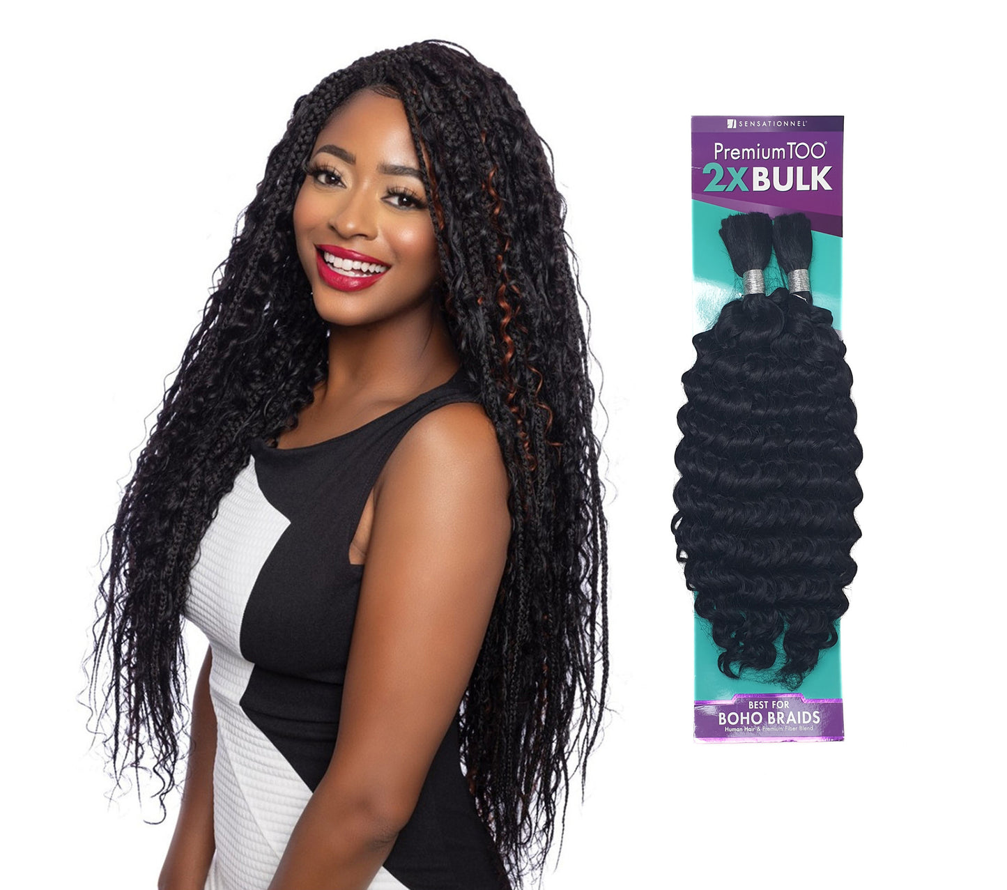 Human Hair Blend Braids Premium Too 2x Bulk- Water Wave Bulk 18"