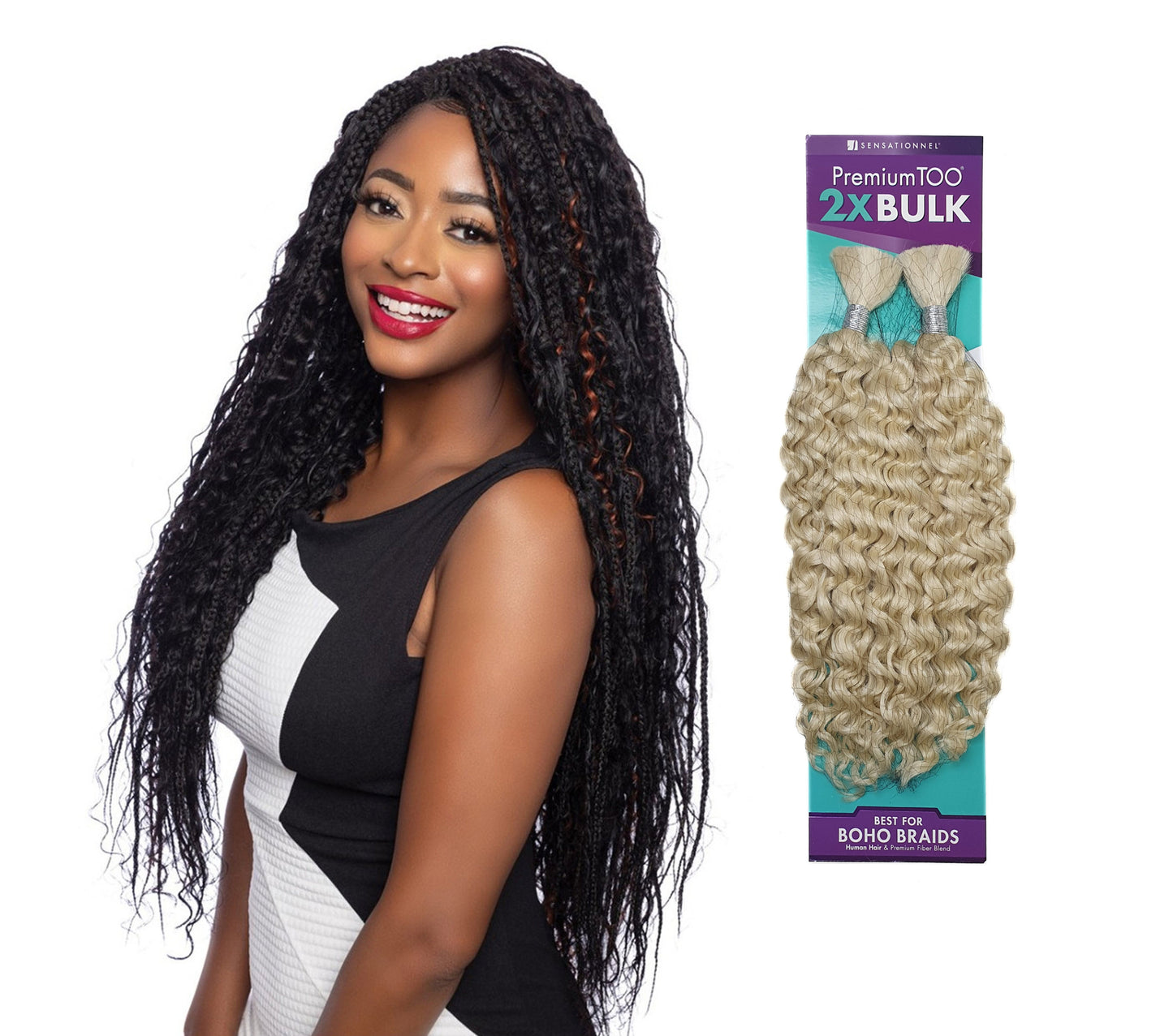 Human Hair Blend Braids Premium Too 2x Bulk- Water Wave Bulk 18"
