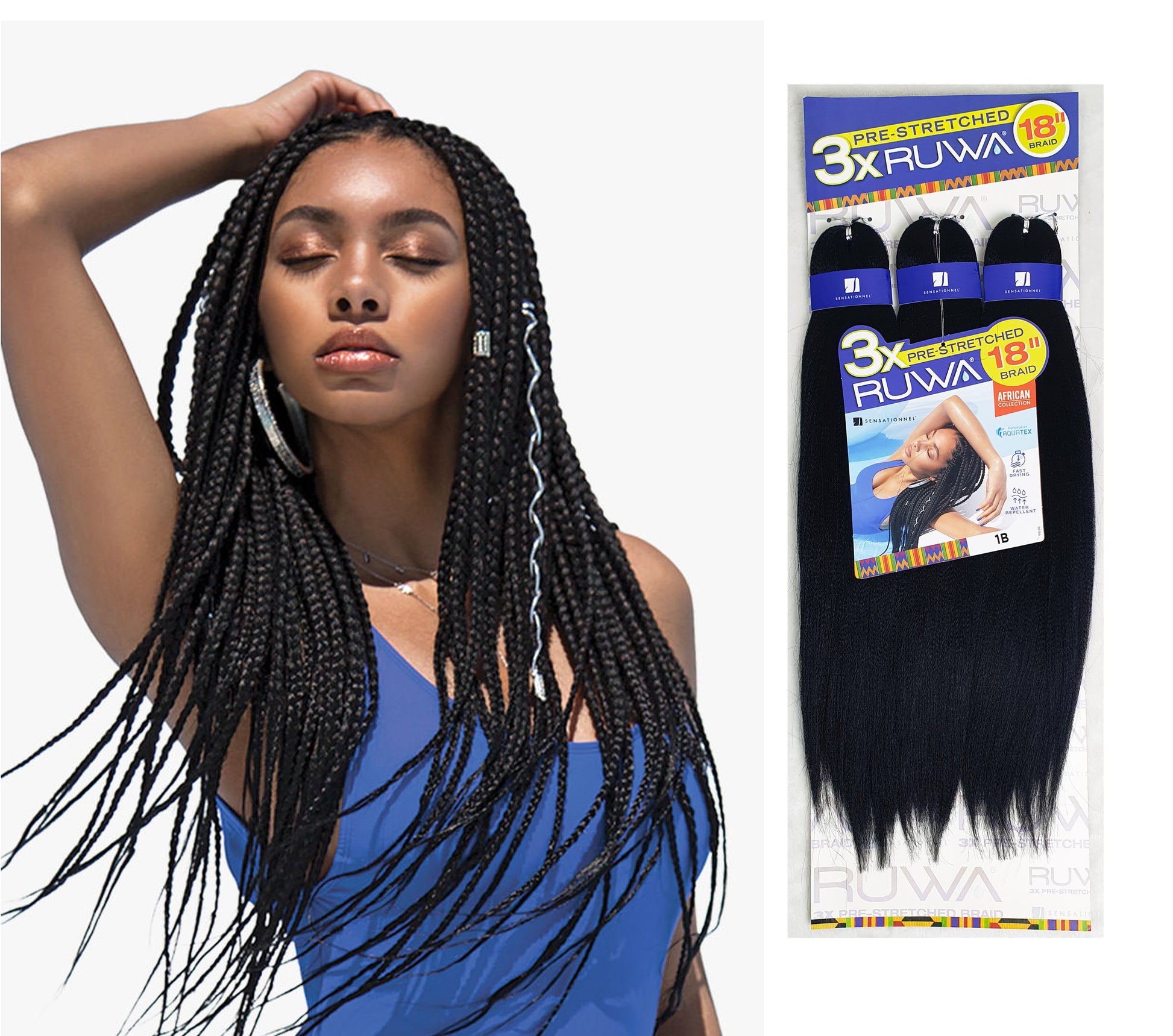 3 x RUWA 18" Braid Colour 1B Black