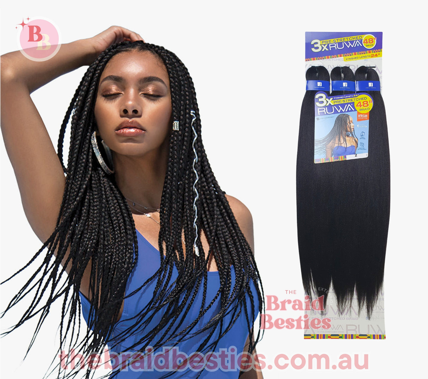 3 x RUWA 24" Braid Colour 2: DARK BROWN