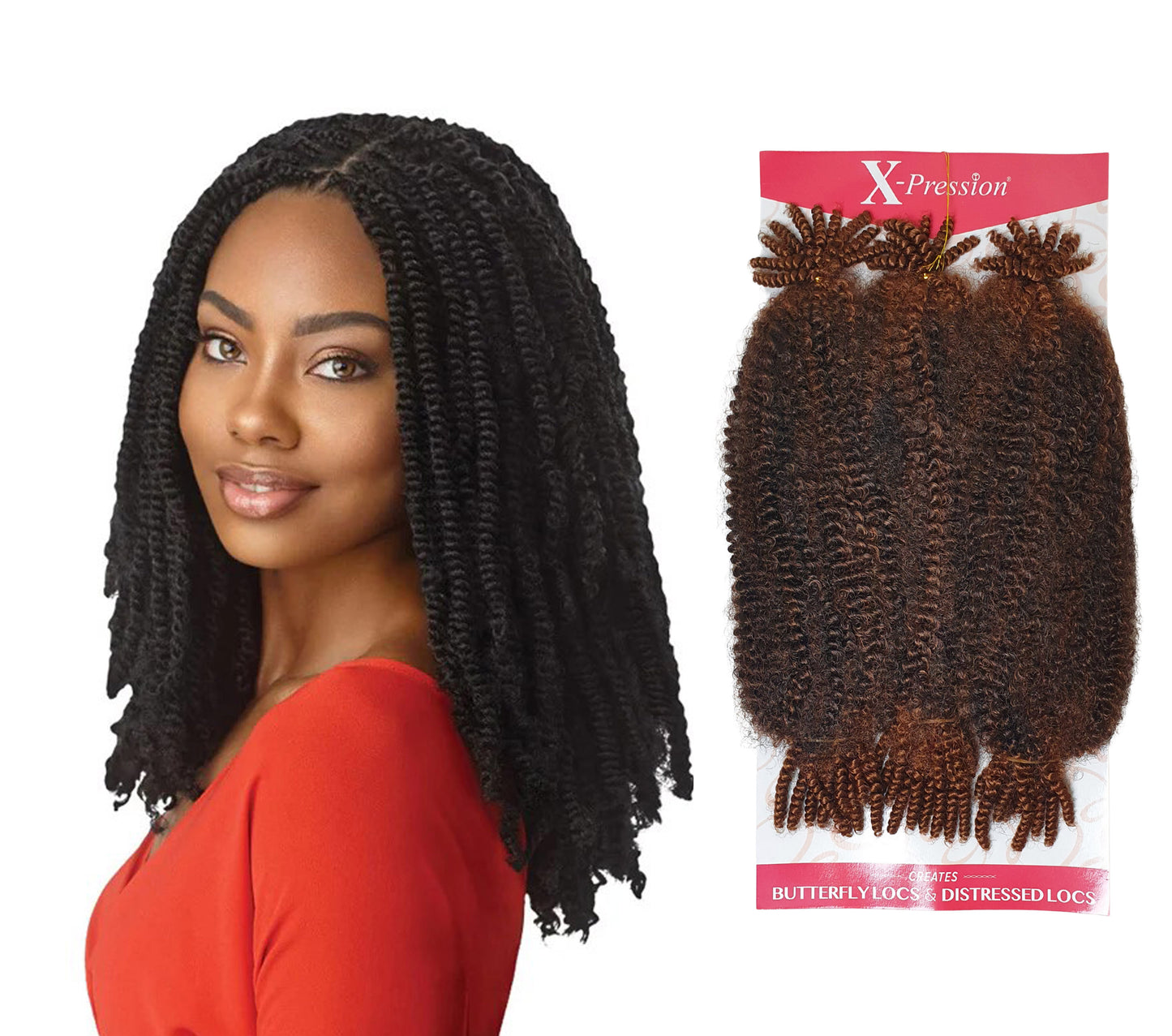 Outre Twisted Up 3x Springy Afro Twist 16" Crochet Braid 2T1B/30: BLACK/AUBURN