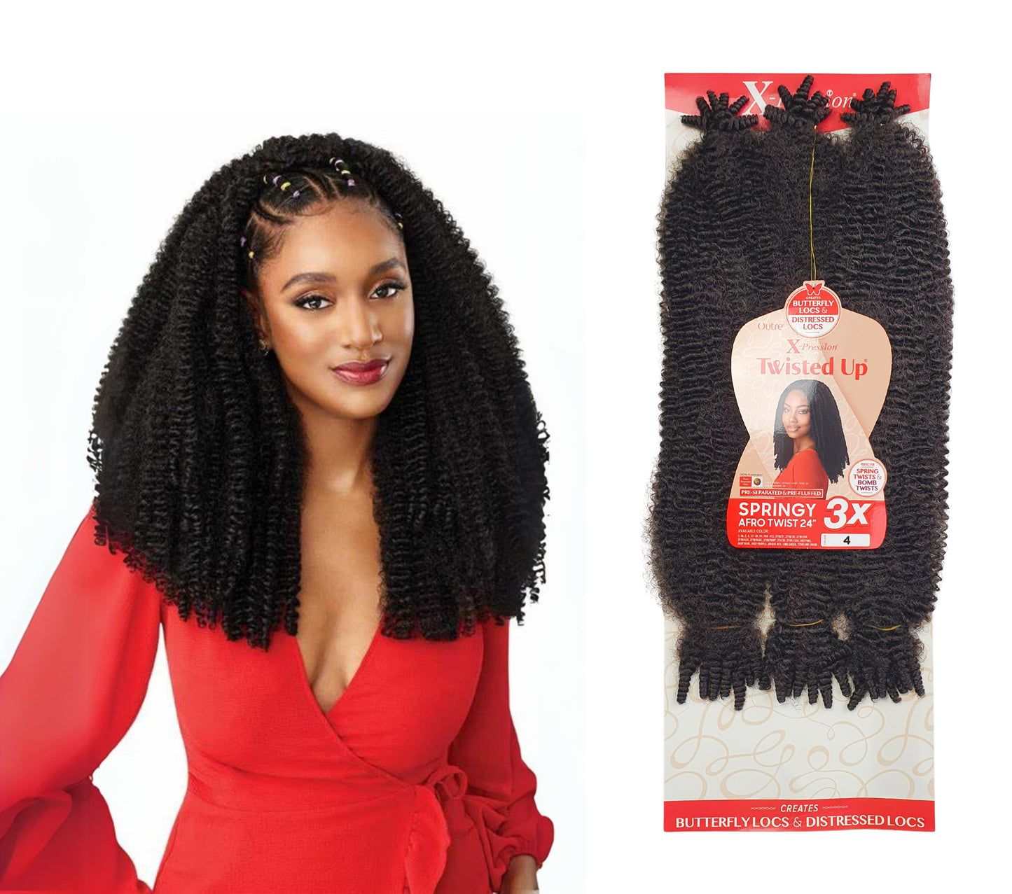 Outre Twisted Up 3x Springy Afro Twist 24" Crochet braid Colour 4: Chocolate Brown