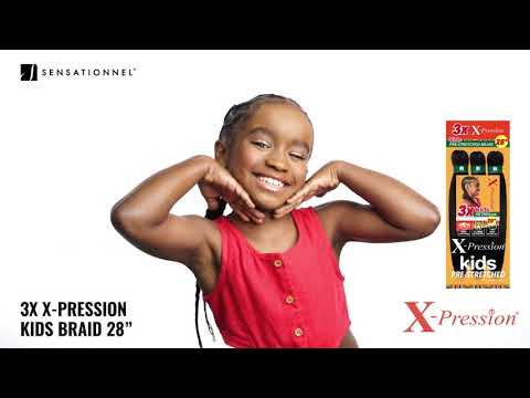 Video of Child Model wearing 3 x X-Pression Kids Pre-Stretched Braid 28" in cornrows