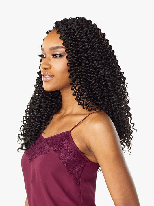 Model wearing 3x Lulutress Bohemian Crochet Hair Extensions 14" Left view
