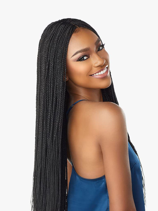 Model wearing 3 x Lulutress Micro Twist Crochet Hair Extensions 30" Right View