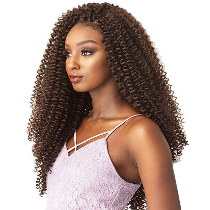 Model wearing Lulutress Water Wave Crochet Hair Extensions 18" Left view