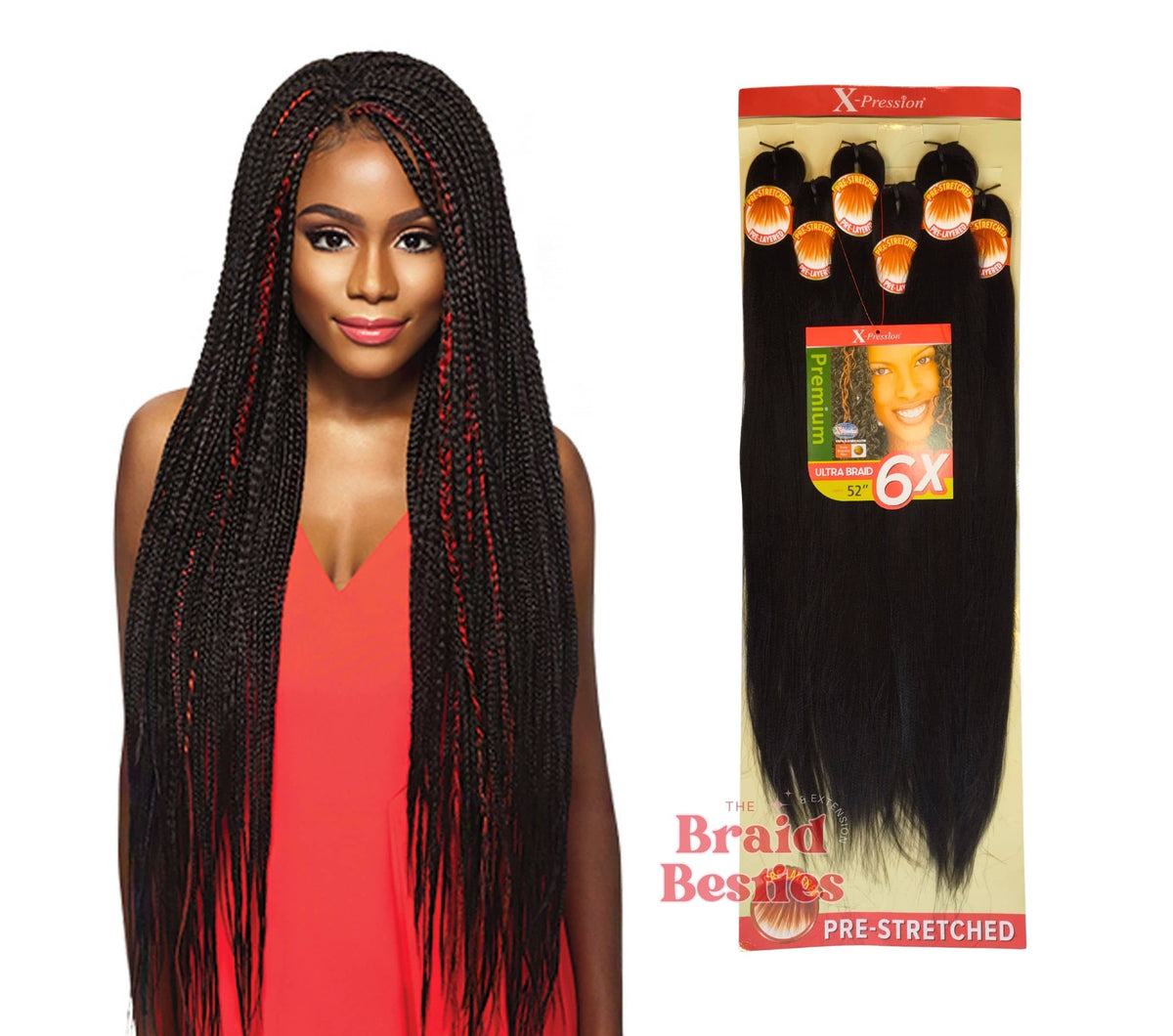 Outre X-Pression Ultra Braid 52" - Pre-Stretched Braiding Hair - 6 Bundles