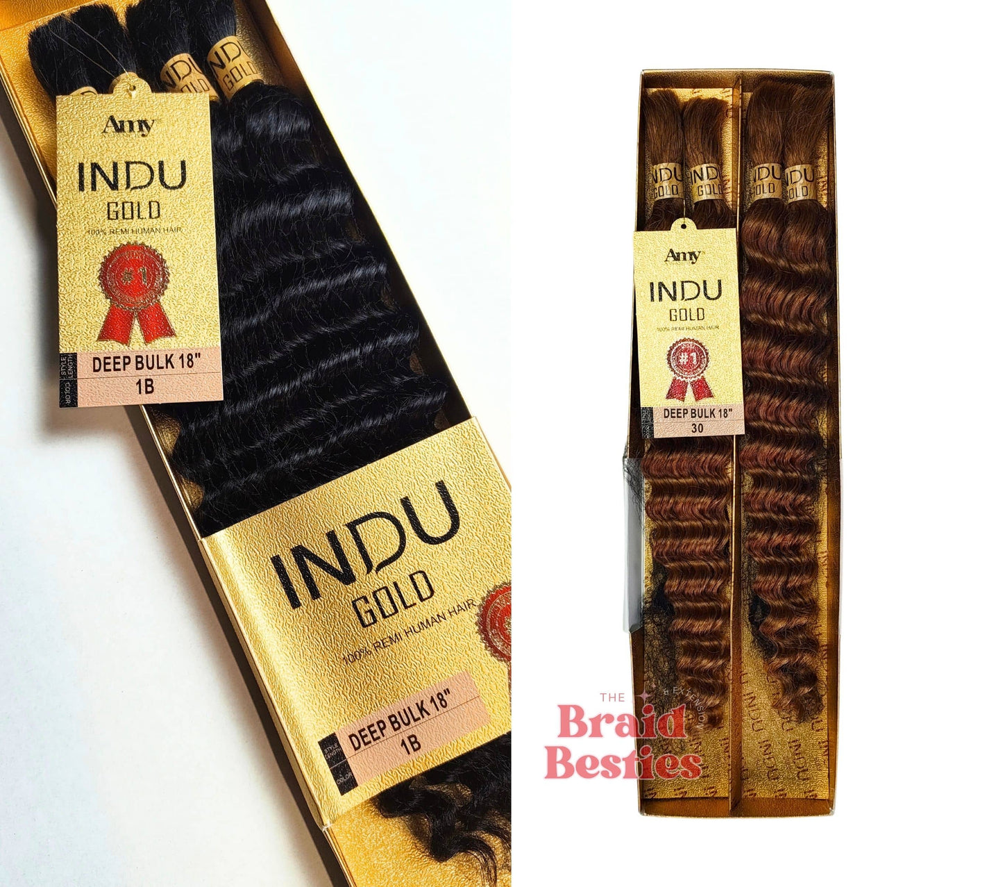 Amy Indu Gold - 100% Human Hair Braid - Deep Bulk 18" - 4 Bundles