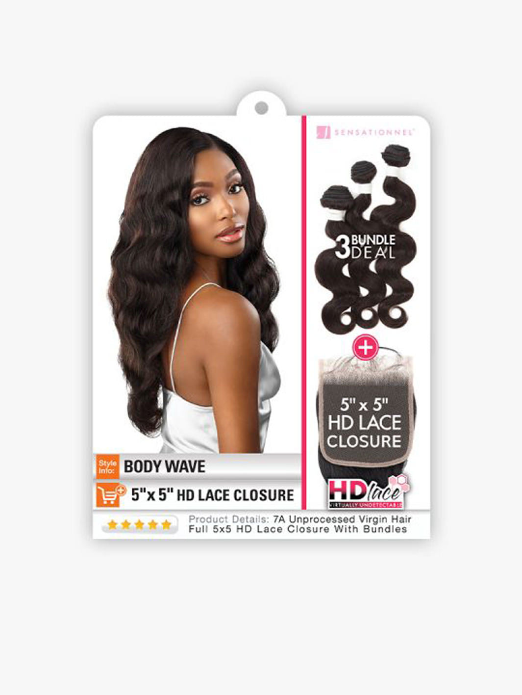 Bare & Natural Human Hair 5 x 5 HD Lace Closure + Bundle Deal- Body Wave Product Tag