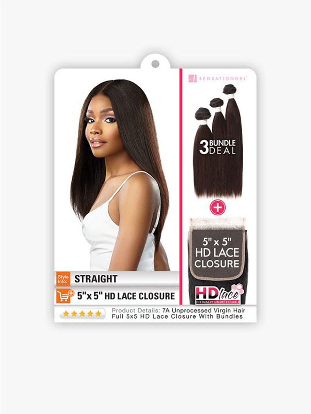 Bare & Natural Human Hair 5 x 5 HD Lace Closure + Bundle Deal- Straight Product Tag