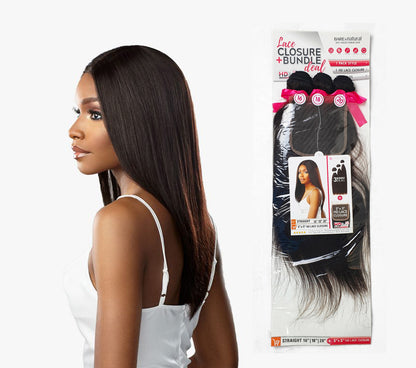 Bare & Natural Human Hair 5 x 5 HD Lace Closure + Bundle Deal- Straight 16" 18" 20" Colour Natural