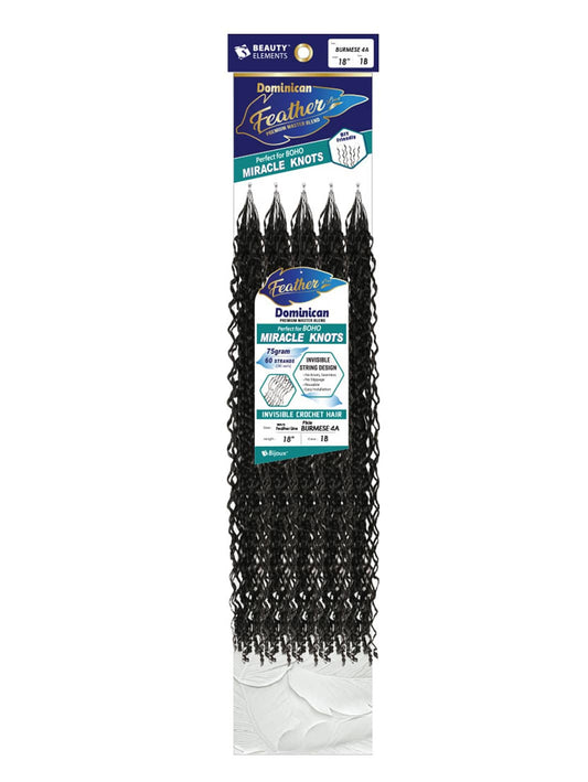 Bijoux Featherline Human Hair Blend (Miracle Knots) Feather Crochet  Dominican Pixie Burmese 4A 18" Main Product Image 