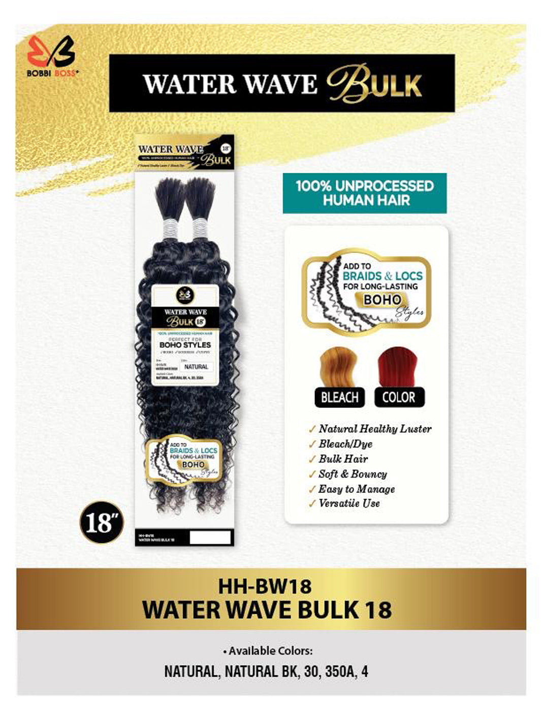 Bobbi Boss Bundle 100% Human Hair Braid -Water Wave Bulk 18" Product Details