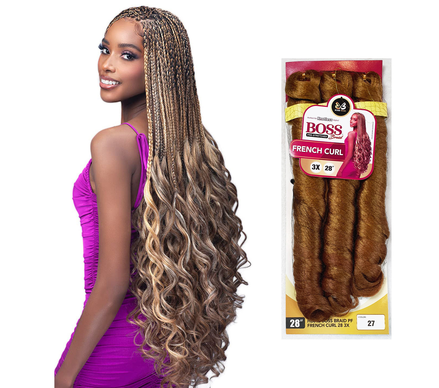 Bobbi Boss 3 x French Curl Braid 28" French Curl Braid Colour 27 Golden Blonde 