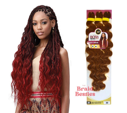 Boss Braid King Tips Body Wave 28" - Pre-Stretched Braiding Hair - 3 Bundles