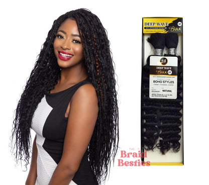 Bobbi Boss Bundle 100% Human Hair Braid - Deep Wave Bulk 18" Colour Natural
