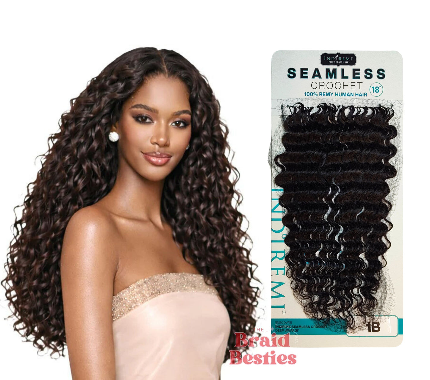 Bobbi Boss Indiremi 100% Human Hair Seamless (Miracle Knots) Crochet - Deep Wave 18"