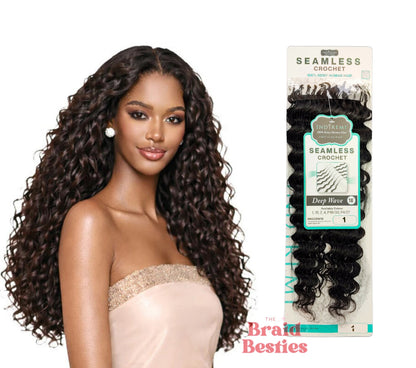 Bobbi Boss Indiremi 100% Human Hair (Miracle Knots) Feather Crochet - Deep Wave 18" Colour 1: JET BLACK