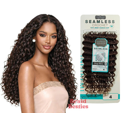 Bobbi Boss Indiremi 100% Human Hair (Miracle Knots) Feather Crochet - Deep Wave 18" Colour 4: CHOCOLATE BROWN