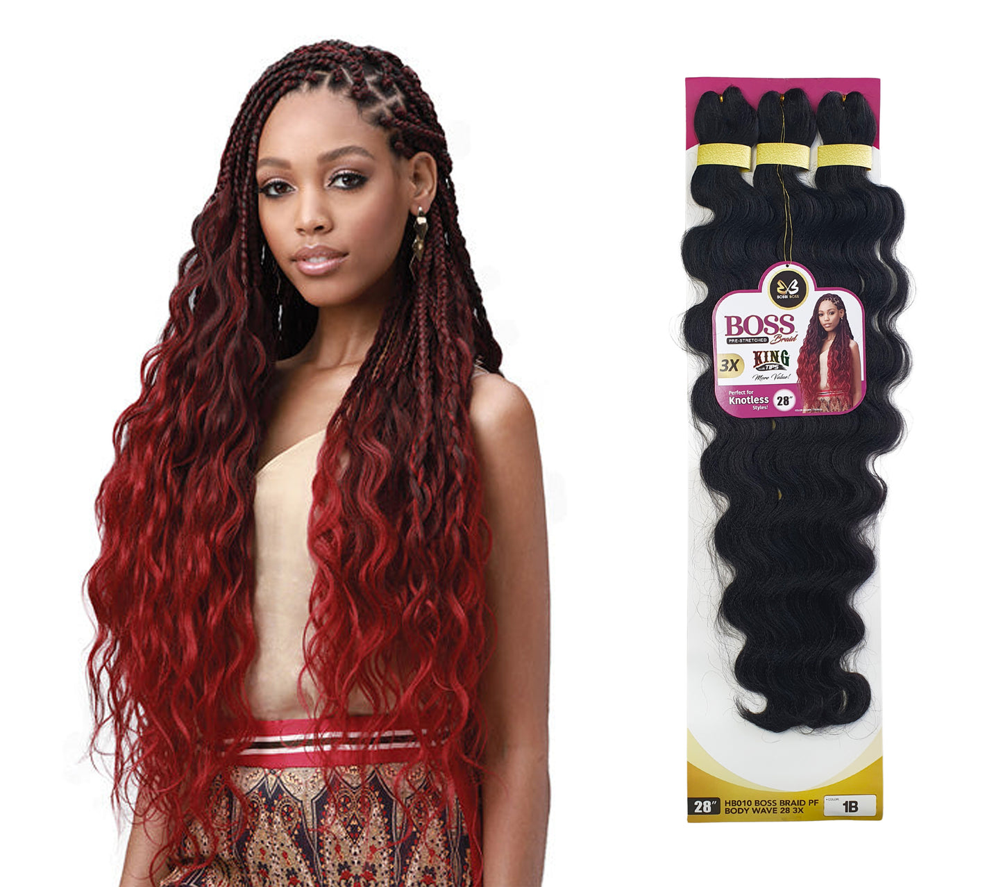 Boss Braid 3x King Tips Body Wave 28"
