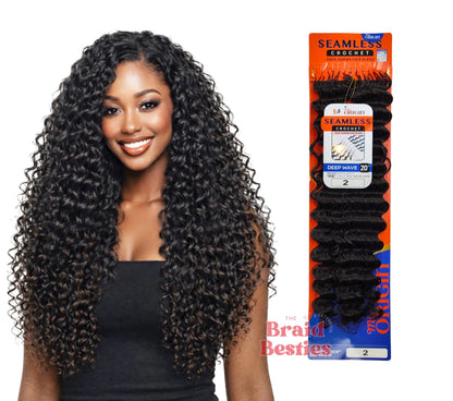 Bobbi Boss Miss Origin - Human Hair Blend (Miracle Knots) Feather Crochet - Deep Wave 20" Colour 2: DARK BROWN