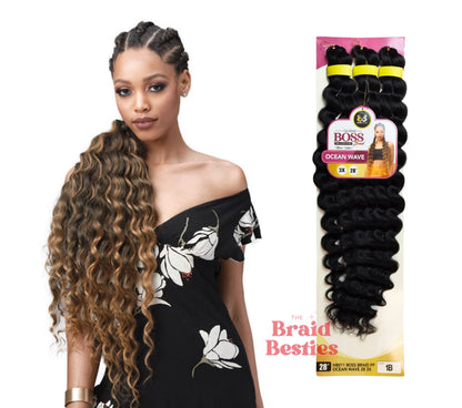 Boss Braid Ocean Wave 28" - Pre-Stretched Braiding Hair Colour 1B: BLACK