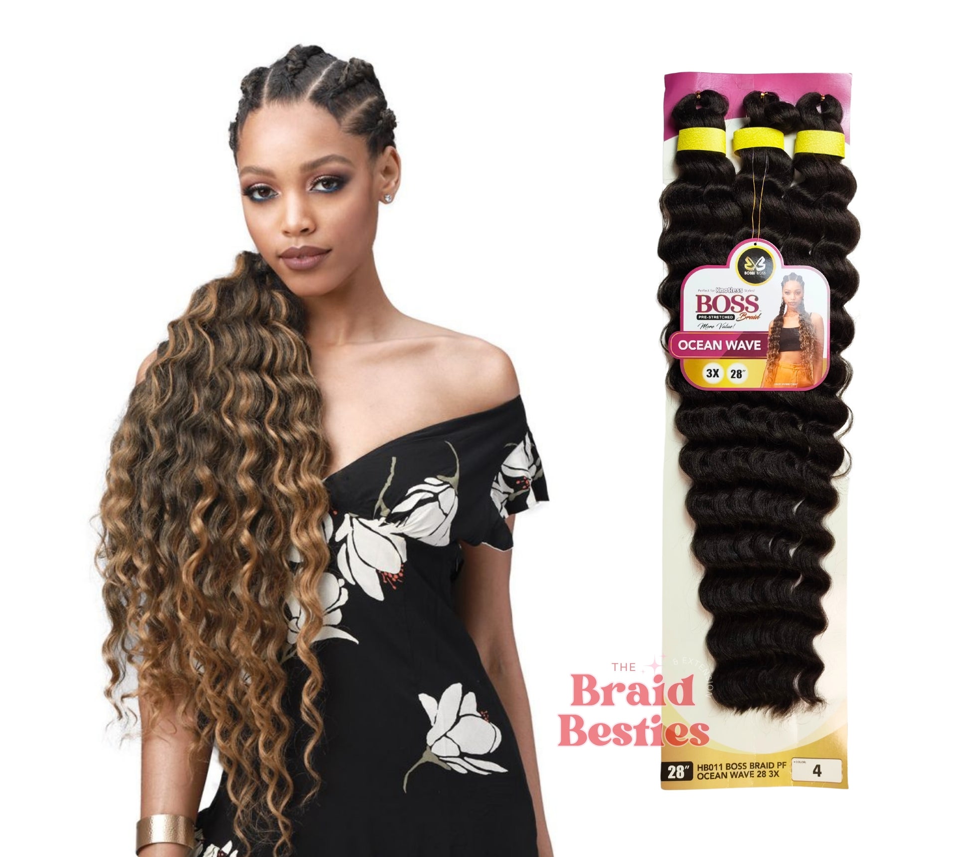 Boss Braid Ocean Wave 28" - Pre-Stretched Braiding Hair Colour 4: CHOCOLATE BROWN