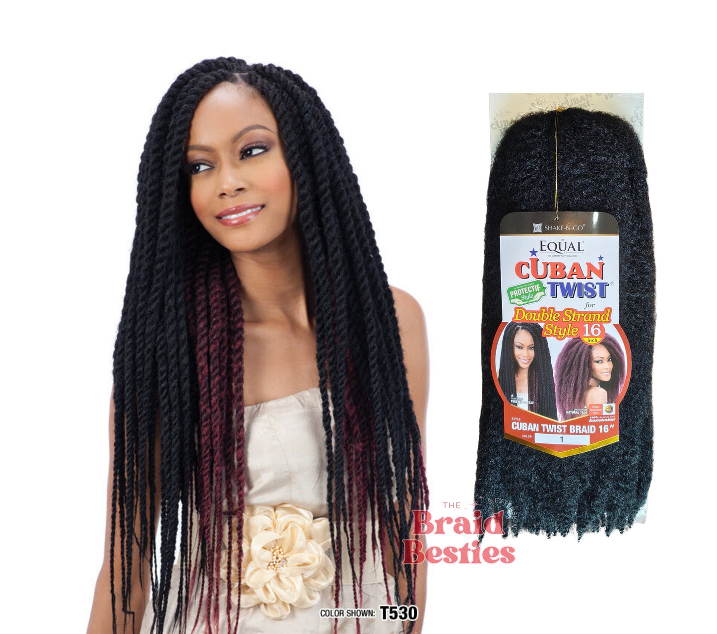Freetress Equal Cuban Twist 16"- Marley Crochet Braid Colour 1 Jet Black