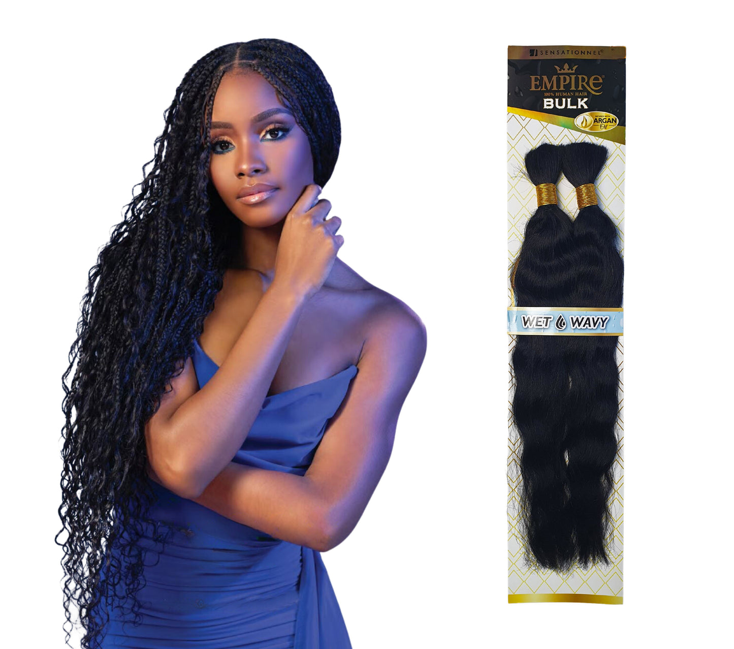 Human Hair Braids Sensationnel Empire 100% HH - Wet & Wavy Deep Bulk 18"