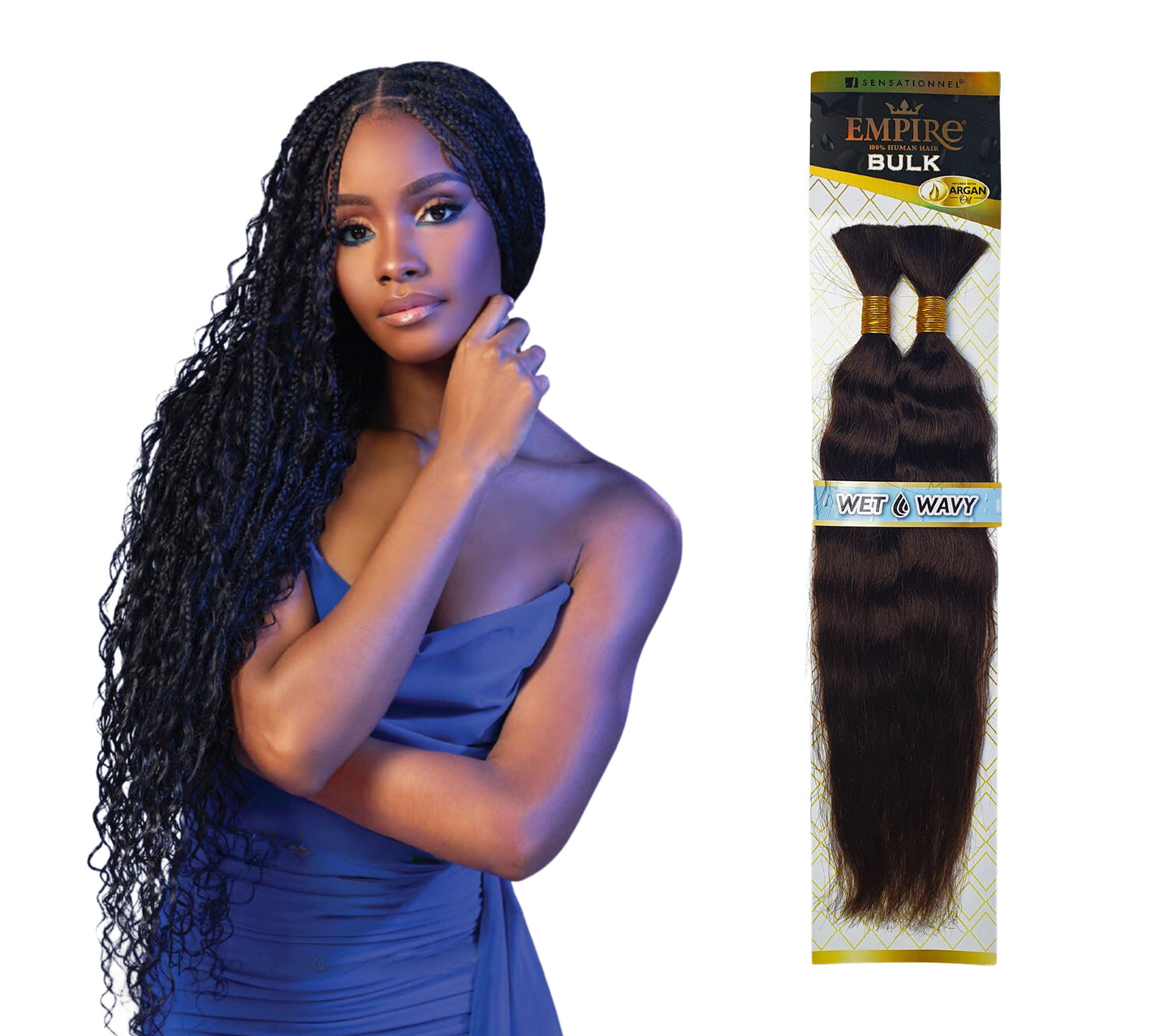 Human Hair Braids Sensationnel Empire 100% HH - Wet & Wavy Deep Bulk 18"