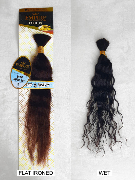 Human Hair Braids Sensationnel Empire 100% HH - Wet & Wavy Deep Bulk 18"
