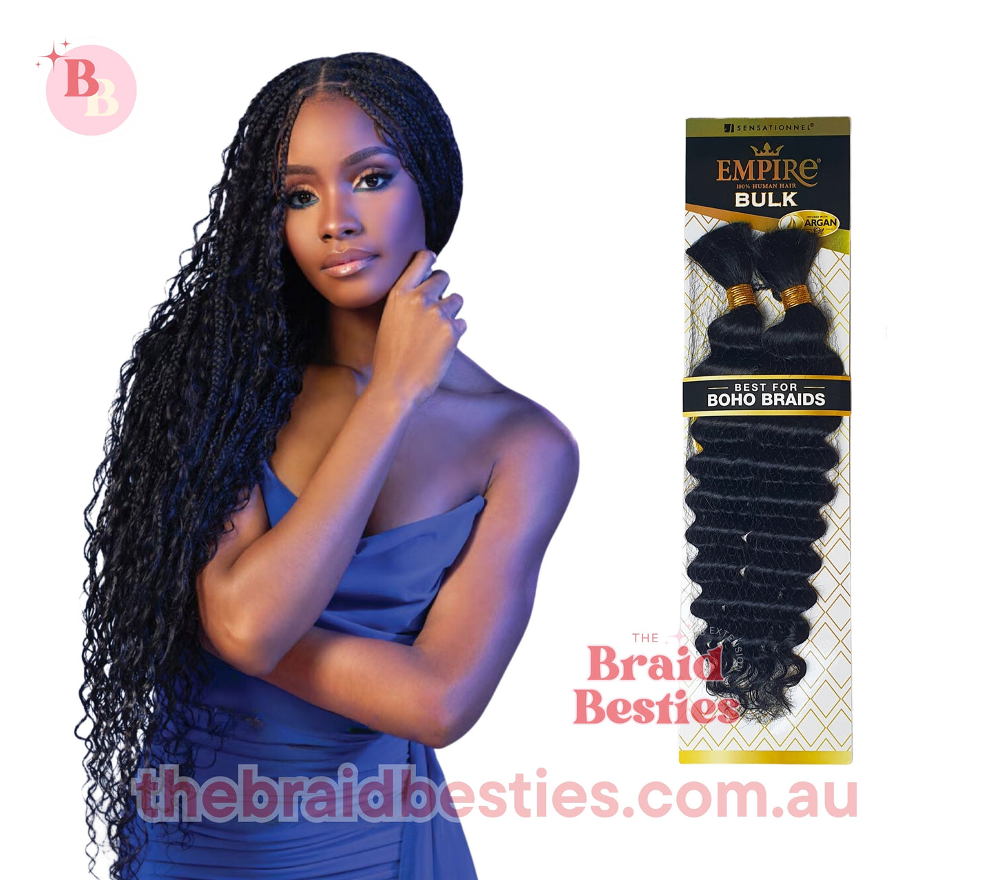 Human Hair Braids Sensationnel Empire 100% HH - Deep Bulk 18"