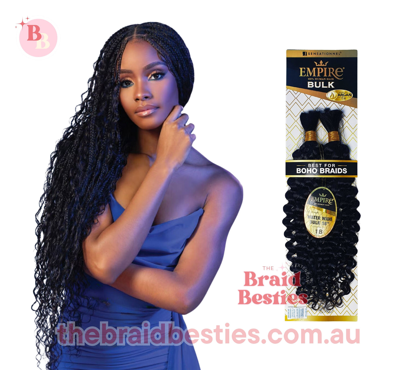 Human Hair Braids Sensationnel Empire 100% HH - Water Wave Bulk 18"