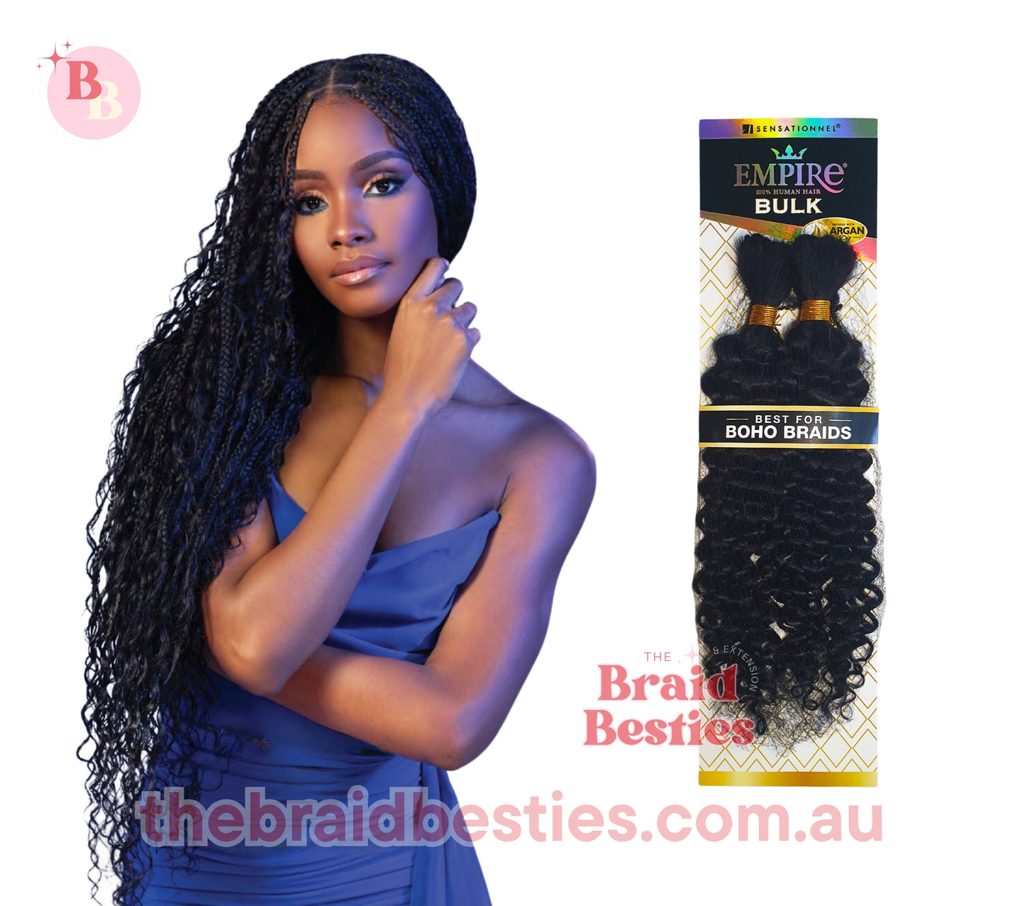 Human Hair Braids Sensationnel Empire 100% HH - Water Wave Bulk 18"