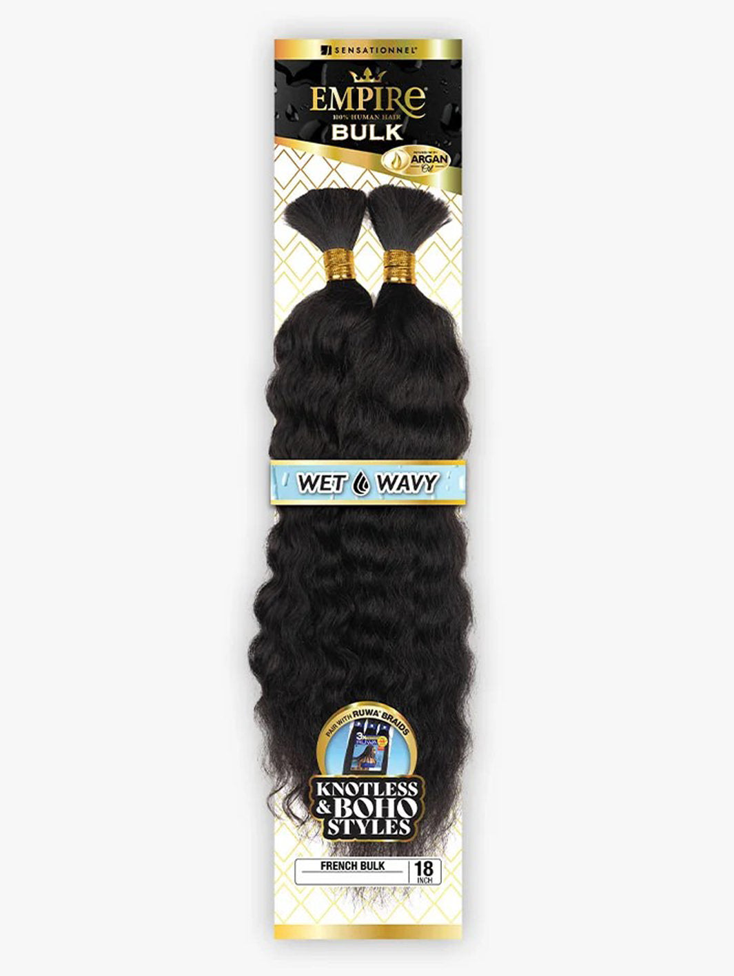 Human Hair Braids Sensationnel Empire 100% HH - Wet & Wavy French Bulk 18"