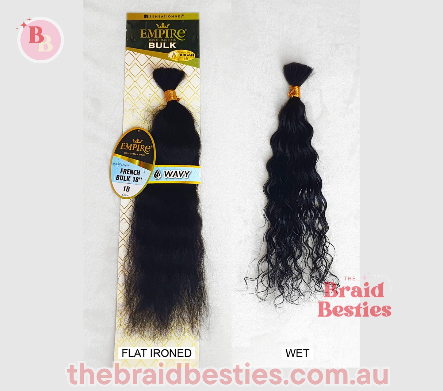 Human Hair Braids Sensationnel Empire 100% HH - Wet & Wavy French Bulk 18"
