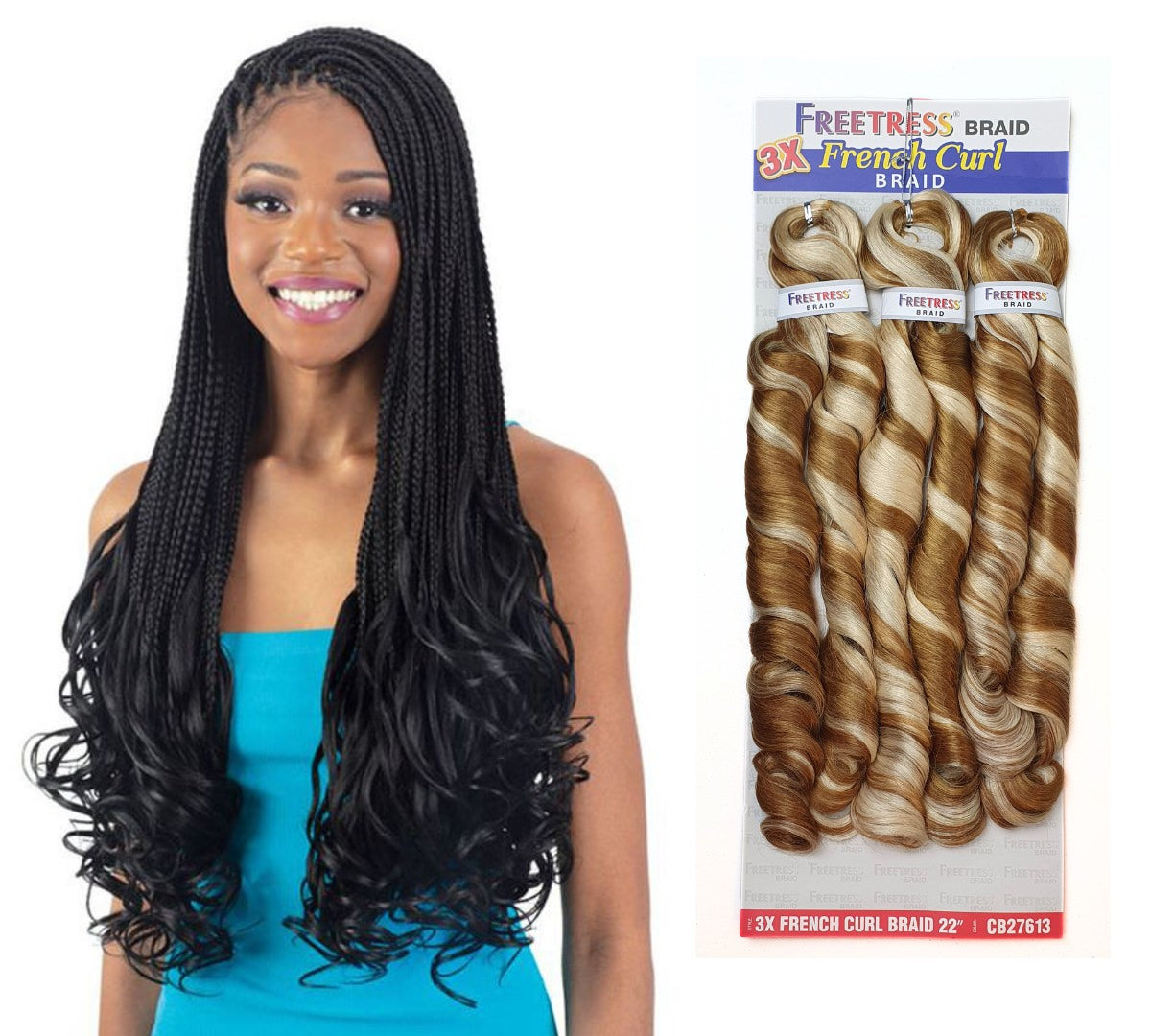 Freetress Braid 3x French Curl 22" Braid Color CB27613 Custom Blend 27 & 613